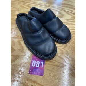 Staud Astro Quilted Vegan Mules Women's 6 Triple Black Leather Slip On Clogs